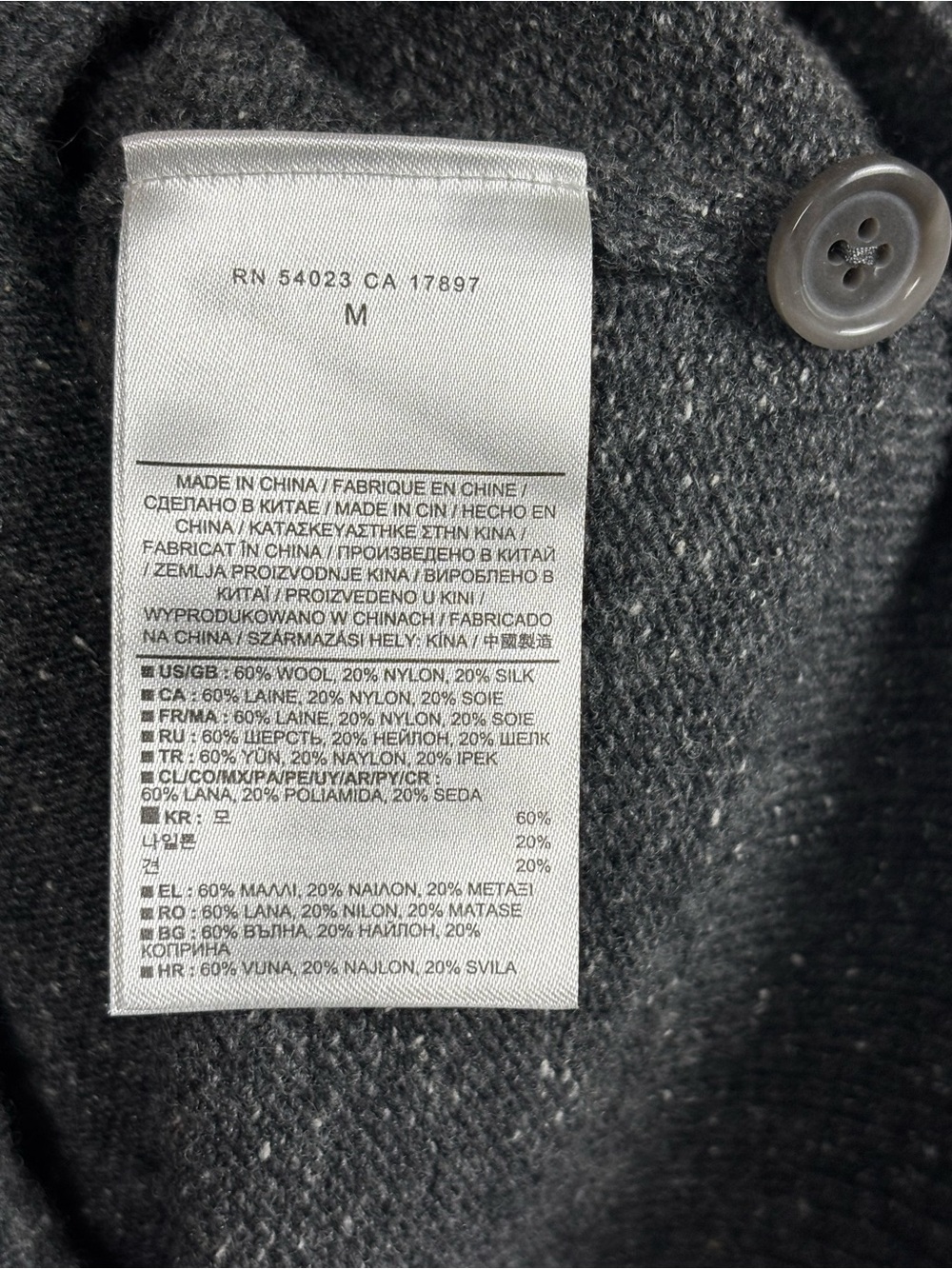 Banana Republic Men’s Wool Silk Shawl Collar Full Zip Cardigan Sweater Grey M - Picture 5 of 6